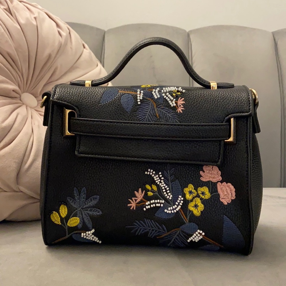 Floral Black Beaded Handbag